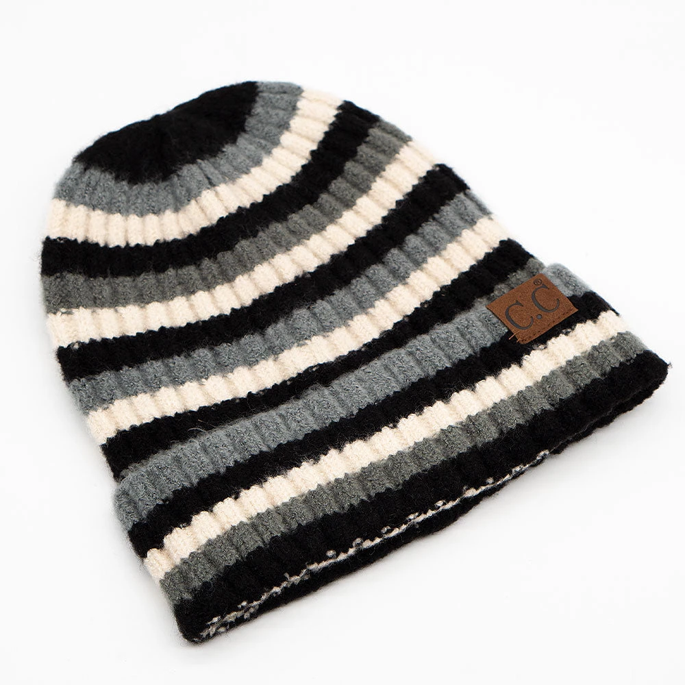Multi Stripe Ribbed CC Beanie 1 Multi Stripe Ribbed CC Beanie