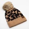 Leopard Latte Fuzz Pom CC Beanie Accessories