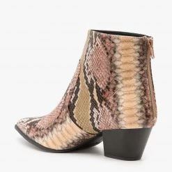 Qupid Shoes Newest Arrivals Abstract Snake Print Booties FINAL SALE