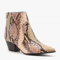 Qupid Shoes Newest Arrivals Abstract Snake Print Booties FINAL SALE