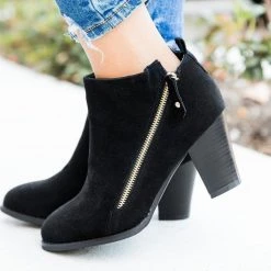 Glaze Newest Arrivals Accent Zipper Heeled Ankle Booties