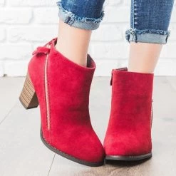 Glaze Newest Arrivals Accent Zipper Heeled Ankle Booties