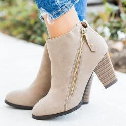 Glaze Newest Arrivals Accent Zipper Heeled Ankle Booties