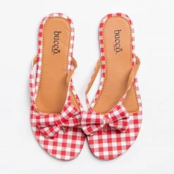 Bucco Adorable Gingham Bow Tie Sandals Newest Arrivals