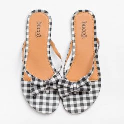 Bucco Adorable Gingham Bow Tie Sandals Newest Arrivals