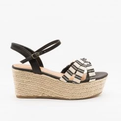 Bamboo Shoes Adorable Striped Espadrille Flatform Sandals