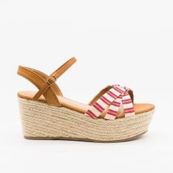 Bamboo Shoes Adorable Striped Espadrille Flatform Sandals