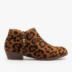 Mata Newest Arrivals Adorable Tasseled Leopard Ankle Booties