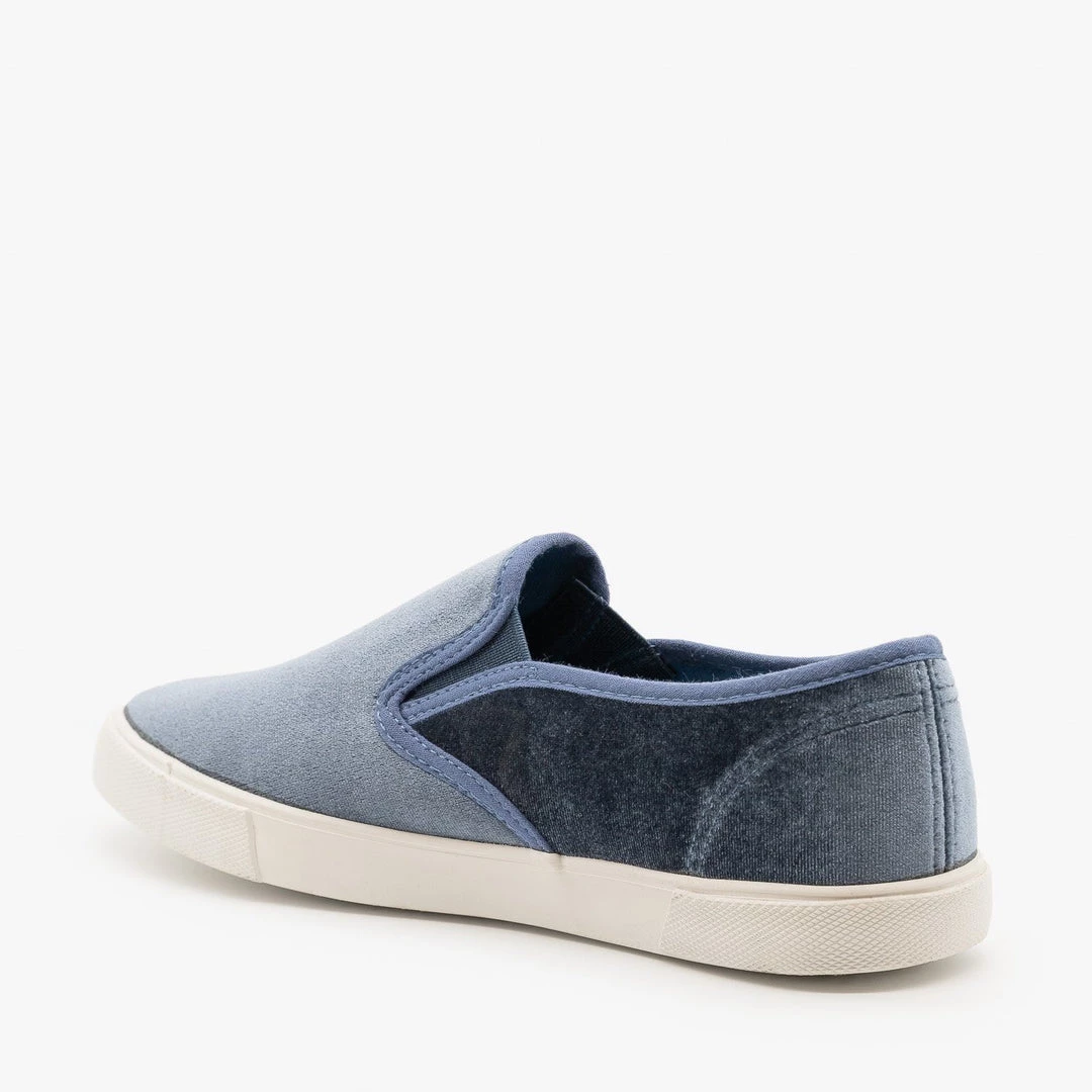 Qupid Shoes Adorable Velvet Slip-On Sneakers 2 Qupid Shoes Adorable Velvet Slip-On Sneakers