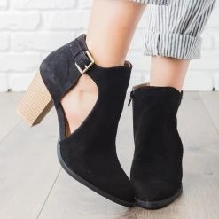 Qupid Shoes Newest Arrivals Almond Toe Side Cut Heel Booties