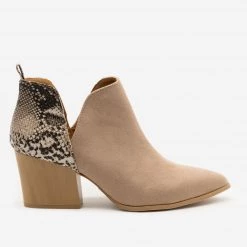 Qupid Shoes Animal Print Accent Booties Newest Arrivals