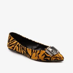 Qupid Shoes Animal Print Buckle Flats