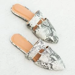 Qupid Shoes Animal Print Cutout Mule Flats