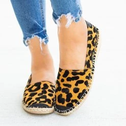 Qupid Shoes Newest Arrivals Animal Print Espadrille Flats