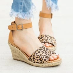 Delicious Shoes Newest Arrivals Animal Print Espadrille Sandal Wedges