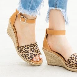 Delicious Shoes Newest Arrivals Animal Print Espadrille Sandal Wedges
