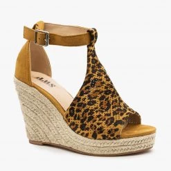 AMS Shoes Newest Arrivals Animal Print Espadrille Wedges
