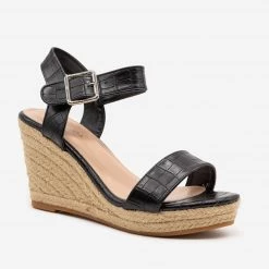 Top Moda Animal Print Espadrille Wedges