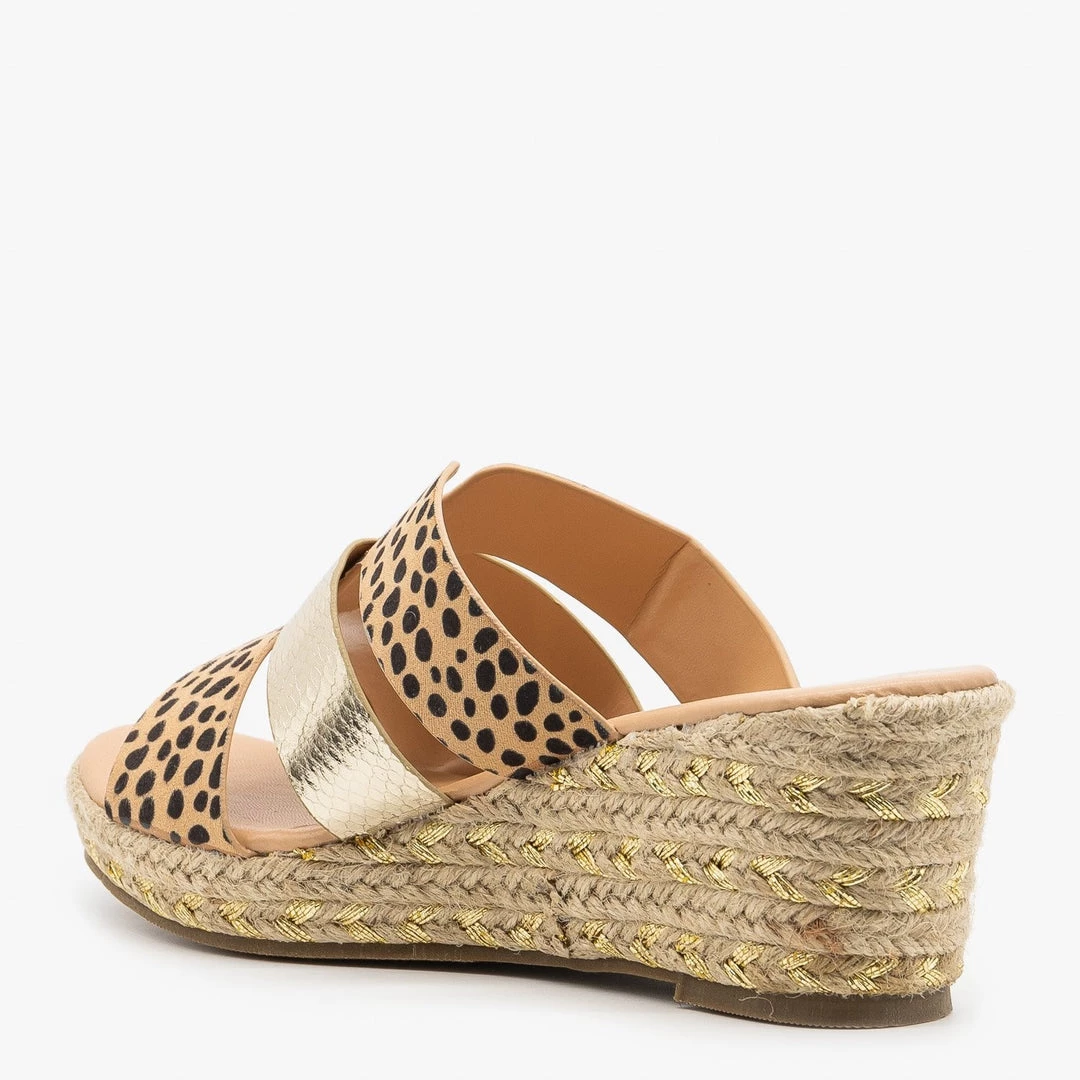 Mata Animal Print Gold Flecked Espadrille Wedges 3 Mata Animal Print Gold Flecked Espadrille Wedges
