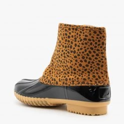Nature Breeze Newest Arrivals Animal Print Side Laced Duck Boots