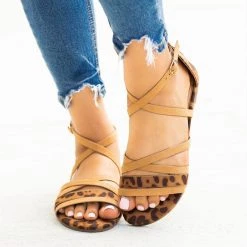 Bamboo Shoes Animal Print Strappy Criss Cross Sandals