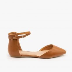 Lovmark Newest Arrivals Ankle Strap Faux Leather Flats