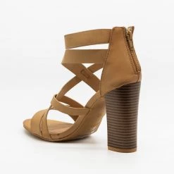 Bamboo Shoes Assymetrical Strappy Block Heels 9 Bamboo Shoes Assymetrical Strappy Block Heels