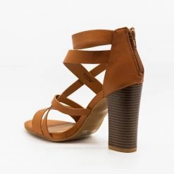 Bamboo Shoes Assymetrical Strappy Block Heels 8 Bamboo Shoes Assymetrical Strappy Block Heels