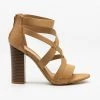Bamboo Shoes Assymetrical Strappy Block Heels