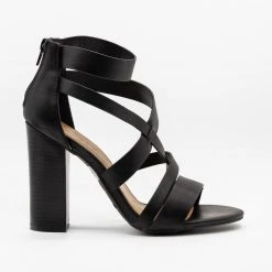 Bamboo Shoes Assymetrical Strappy Block Heels 10 Bamboo Shoes Assymetrical Strappy Block Heels