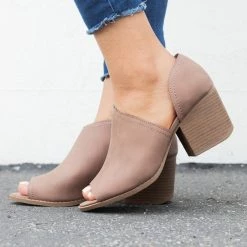 Qupid Shoes Asymmetric Peep-Toe Booties