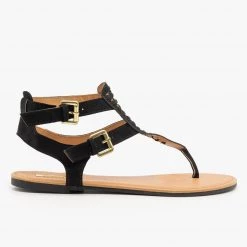 Qupid Shoes Newest Arrivals Basketweave Thong-Toed Fashion Sandals