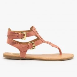 Qupid Shoes Newest Arrivals Basketweave Thong-Toed Fashion Sandals