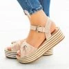 Nature Breeze Beautiful Bow Tie Stacked Flatform Wedges
