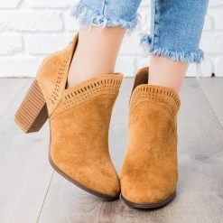 Refresh Beautiful Closed Toe Laser-Cut Booties FINAL SALE