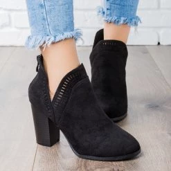 Refresh Beautiful Closed Toe Laser-Cut Booties FINAL SALE