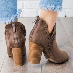 Refresh Beautiful Closed Toe Laser-Cut Booties FINAL SALE
