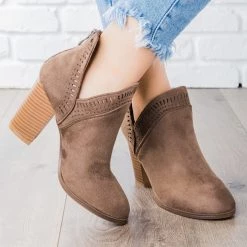 Refresh Beautiful Closed Toe Laser-Cut Booties FINAL SALE