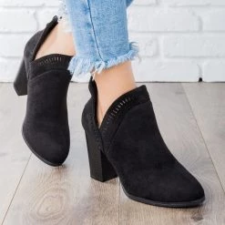 Refresh Beautiful Closed Toe Laser-Cut Booties FINAL SALE