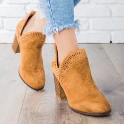Refresh Beautiful Closed Toe Laser-Cut Booties FINAL SALE
