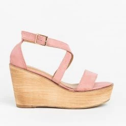 Refresh Newest Arrivals Beautiful Criss Cross Wooden Platform Wedges