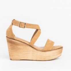 Refresh Newest Arrivals Beautiful Criss Cross Wooden Platform Wedges