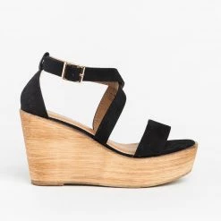 Refresh Newest Arrivals Beautiful Criss Cross Wooden Platform Wedges