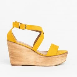 Refresh Newest Arrivals Beautiful Criss Cross Wooden Platform Wedges