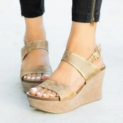 Yoki Beautiful Pinhole Platform Wedges Newest Arrivals