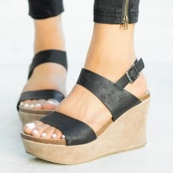 Yoki Beautiful Pinhole Platform Wedges Newest Arrivals