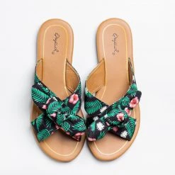 Qupid Shoes Beautiful Printed Bow Slip-On Sandals Newest Arrivals