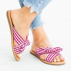 Qupid Shoes Beautiful Printed Bow Slip-On Sandals Newest Arrivals