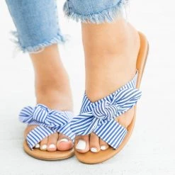 Qupid Shoes Beautiful Printed Bow Slip-On Sandals Newest Arrivals