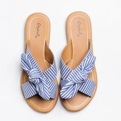 Qupid Shoes Beautiful Printed Bow Slip-On Sandals Newest Arrivals
